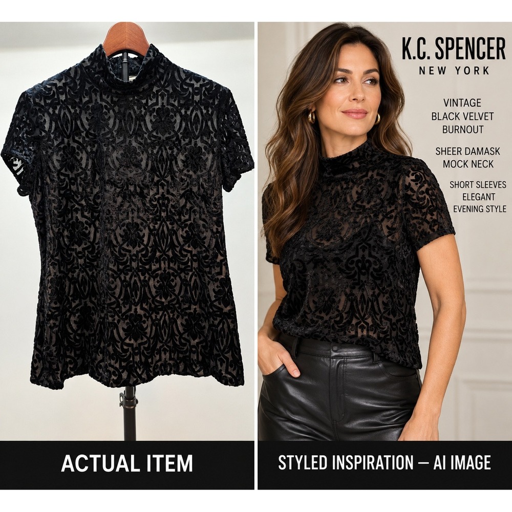 Vintage KC Spencer NY Burnout 80s Velvet Top Witchy Whimisgoth USA Made. (8)